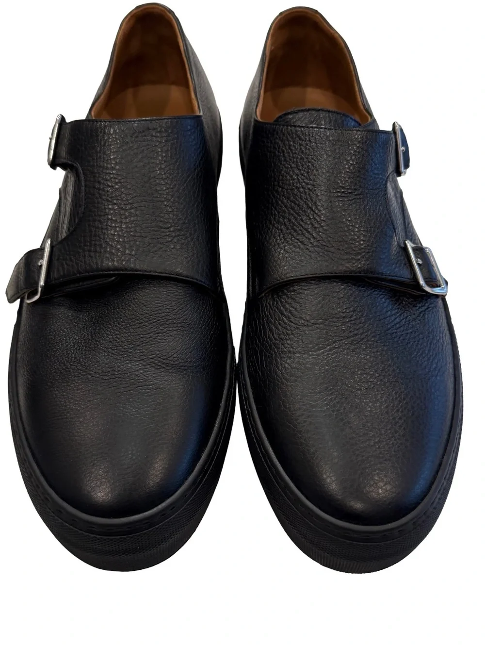United Arrows Men’s Double Monk Shoes Sneakers Black Leather Sz US 10.5  EU44NEW